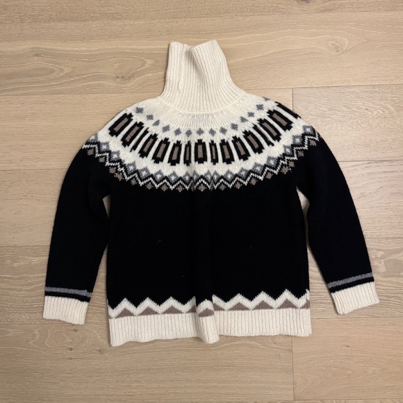 Charcoal and Cream Fair Isle Cardiff Sweater - Picture 6 of 6